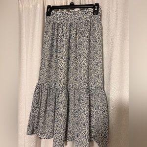 MADEWELL blue and white floral midi skirt